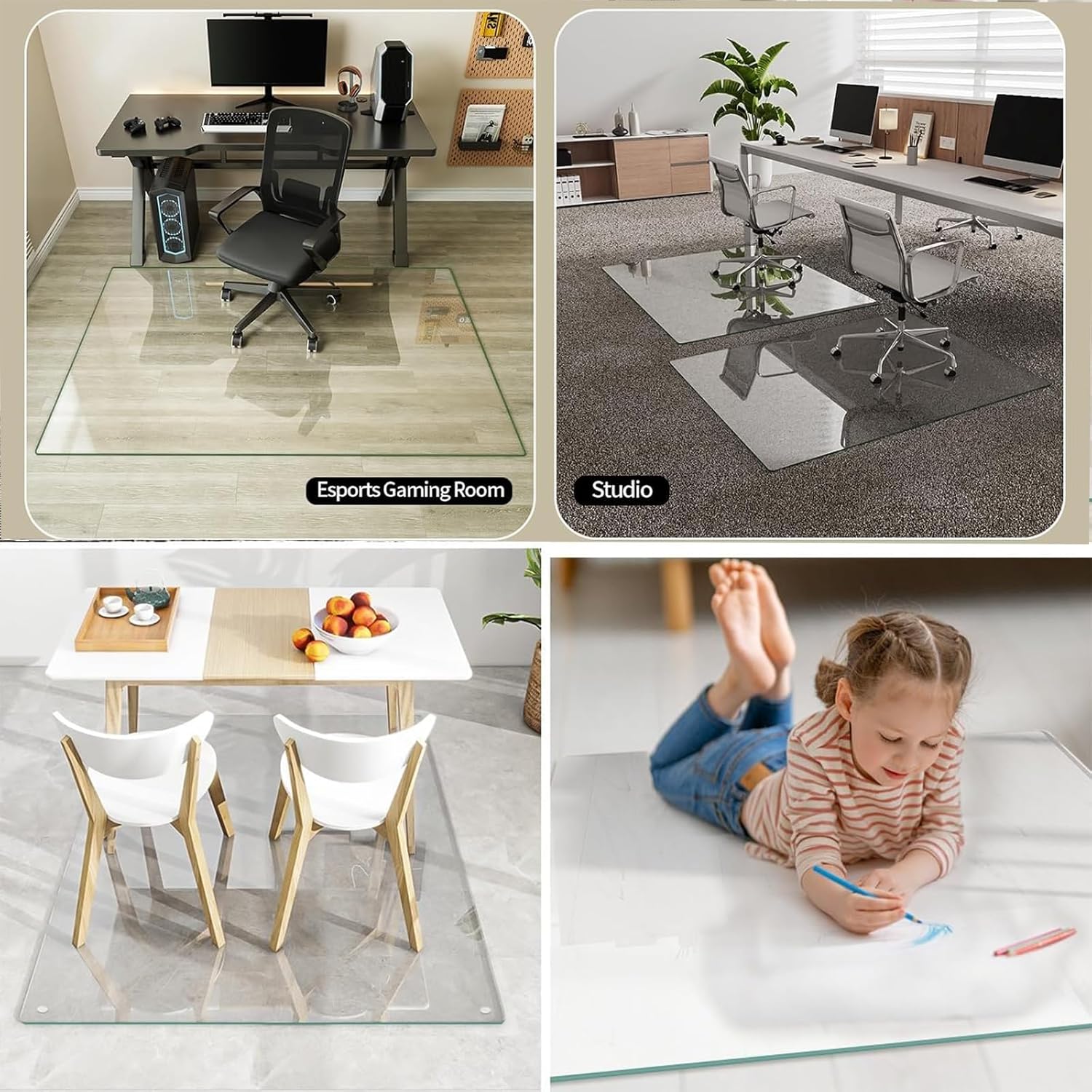 32 x 32 inch,Chair Mat，Carpet Floor Low Pile Office and Home Use Thick，Clear PVC Hardwood Floor Mat, Durable Plastic Floor Protector for Home and Office use