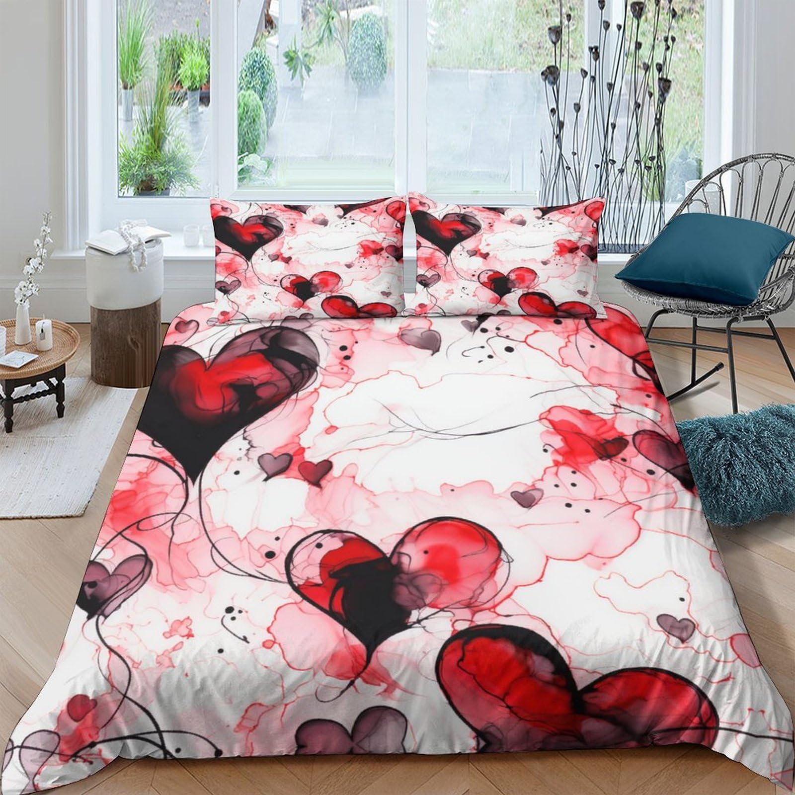 Housse de couette aquarelle parure de lit enfant junior 3D Amour
