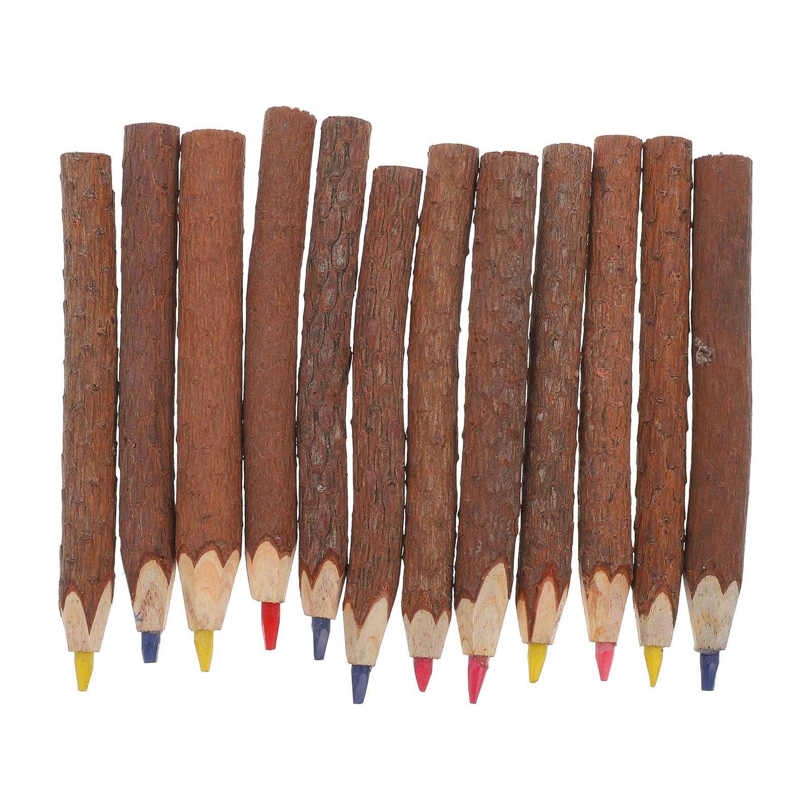 Lápices de colores con diseño de corteza natural en juego de 12 piezas con elegante base de madera 8
