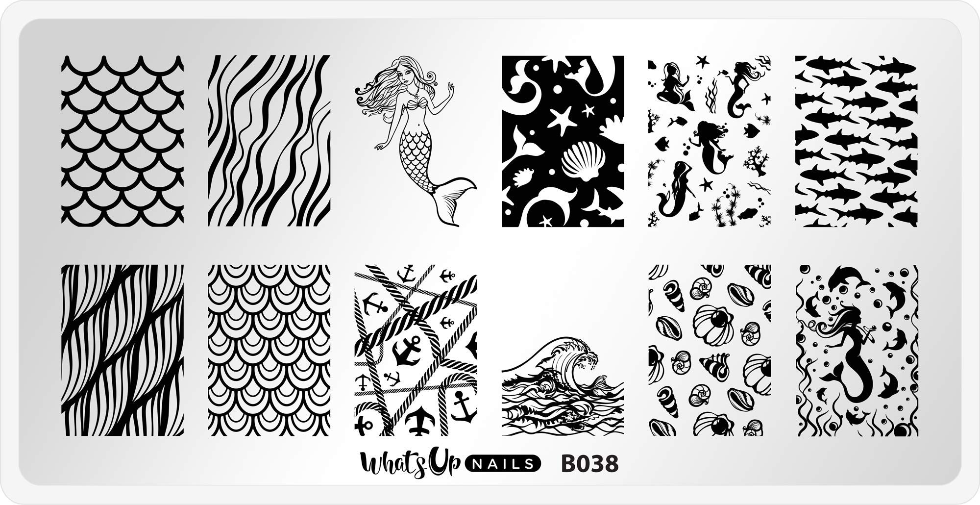 Whats Up Nails - B038 Lost at Sea Stamping Plate for Nail Art Design