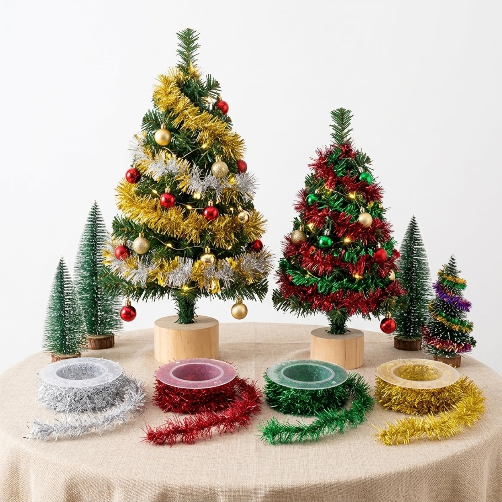 Yeeliv 4 Rolls Metallic Yarn Christmas Tinsel, Glitter Ribbon 1.5M