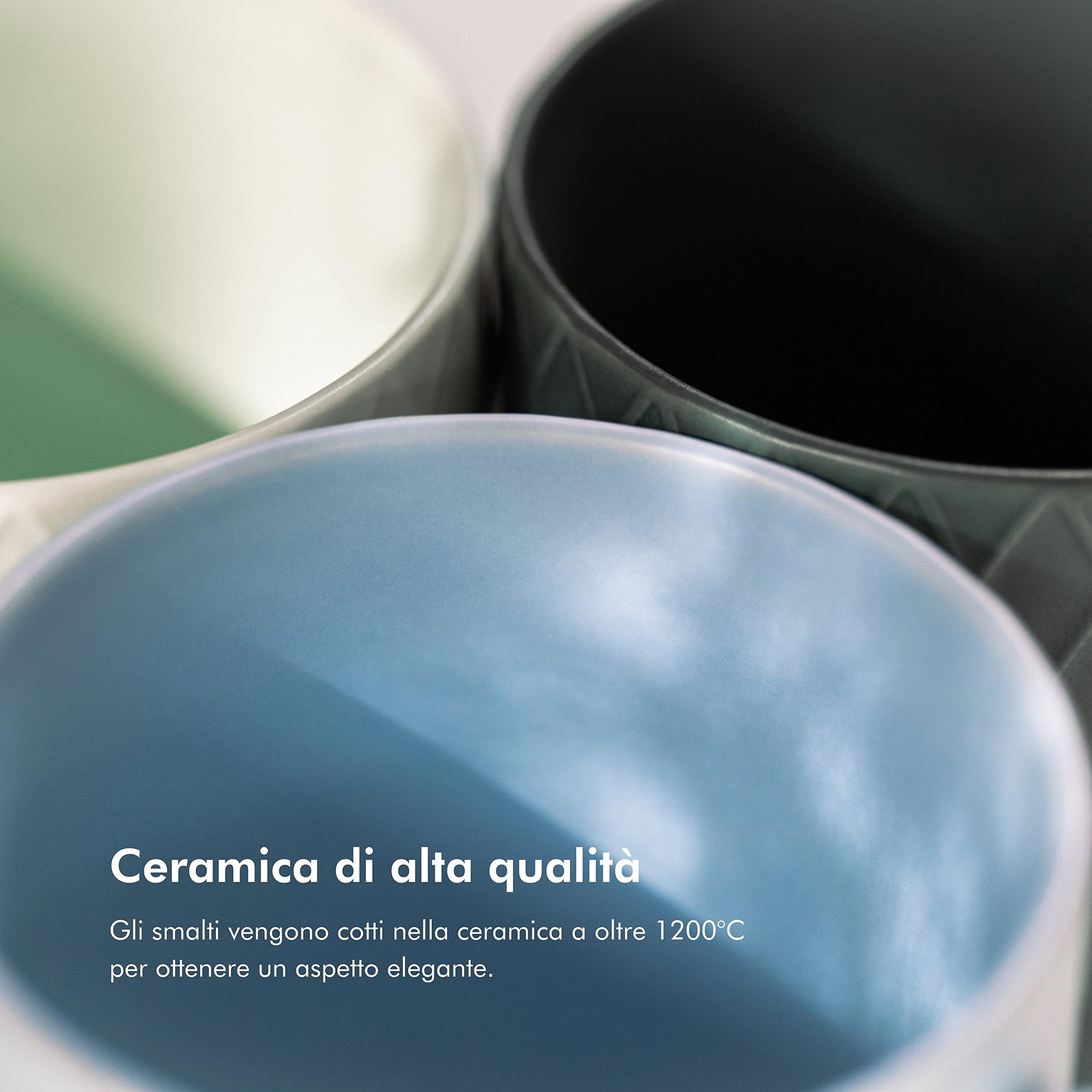 KIVY Tazzine Caffè [6 x 400 ml] – di Qualità con Manico Grande – Set Colazione Tè