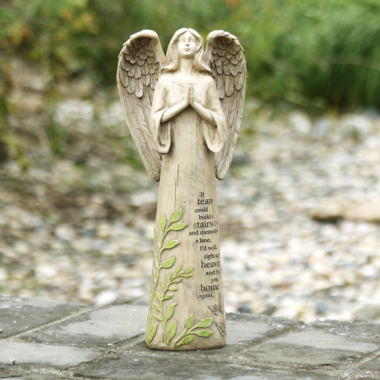 DUSVALLY 13" H Guardian Angel Resin Statue for Gifts Home Decoration Praying Commemorating Angel Statue, Exquisitely Housewarming Garden Decor