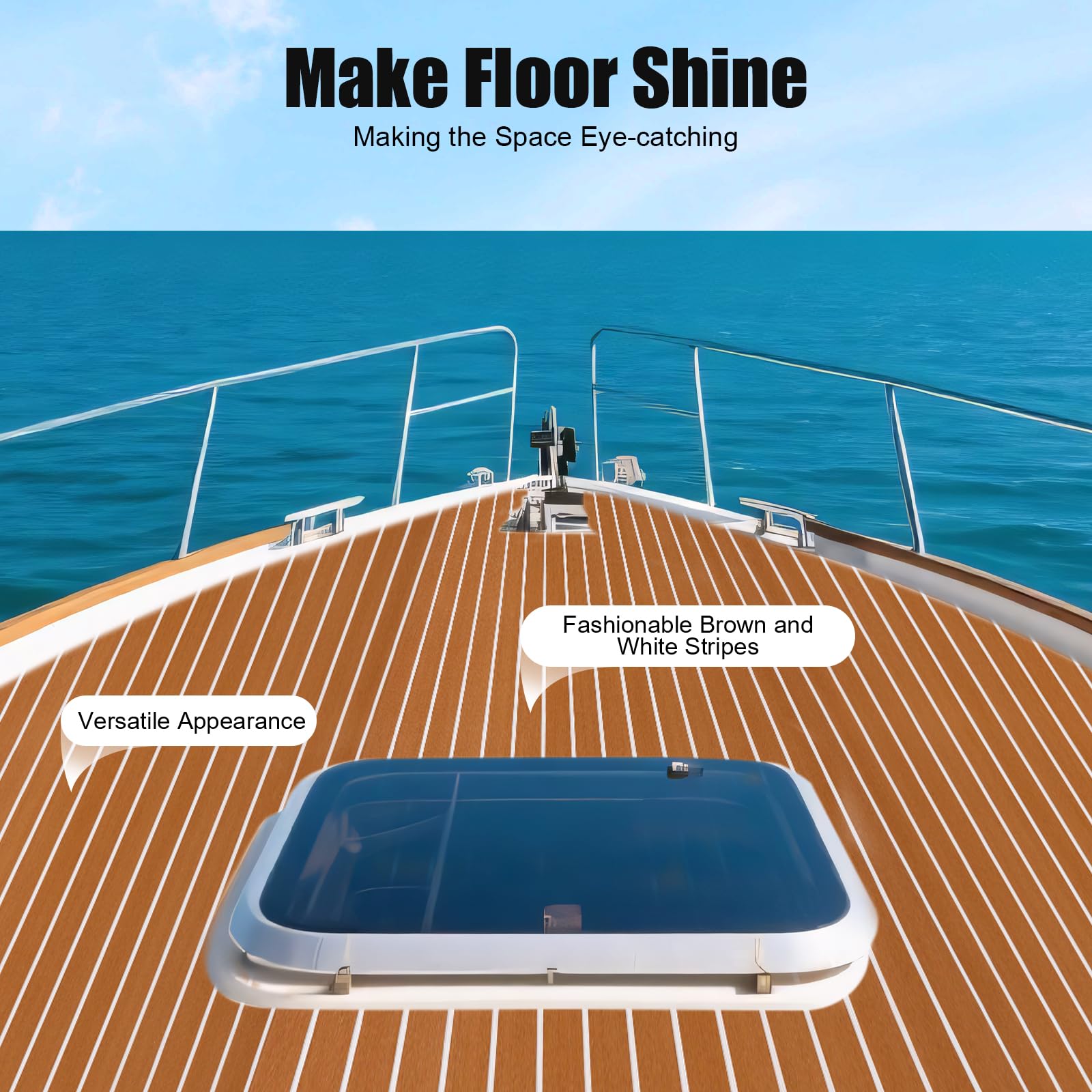 Bodenbelag-Matte Teppich, 240x90cm Teakholz Eva Schaum Boot Yacht Boden rutschfest Matte Marine rutschfest Boden Deck Teppich selbstklebend