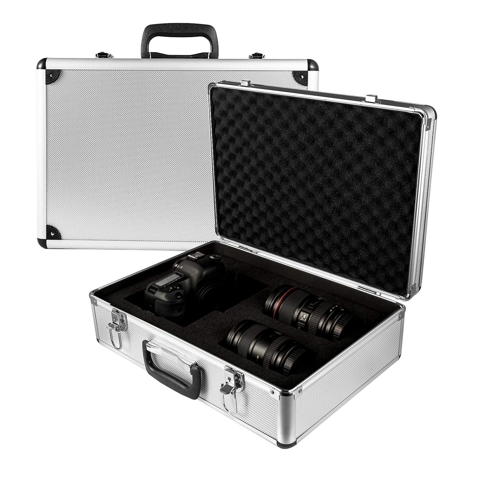 18 Inch Lockable Aluminium Flight Tool Case Box 45x31x15cm with Foam Silver