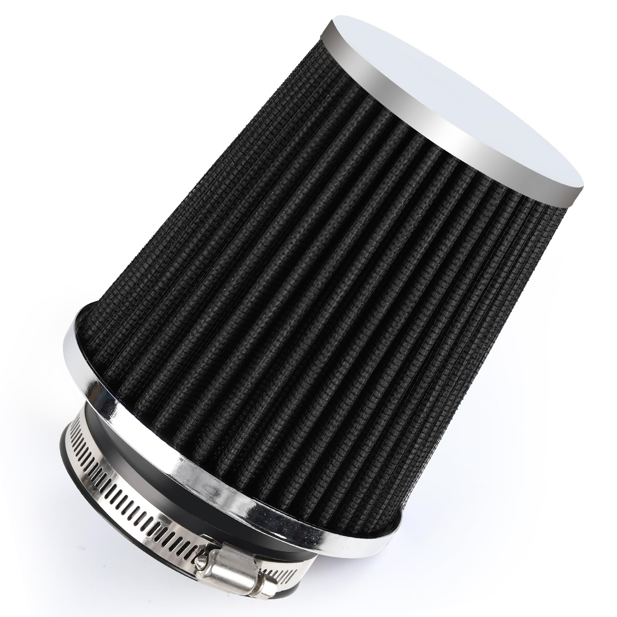 TIEVISHO Universal Cold Air Intake Filter Clamp-On Replacement Air Filter Flange Diameter 3 inches/76mm High Performance Washable Filter Black