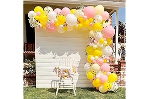 160PCS Pink Yellow White Balloon Garland Kit for Girls First Birthday Bridal Shower Decoration