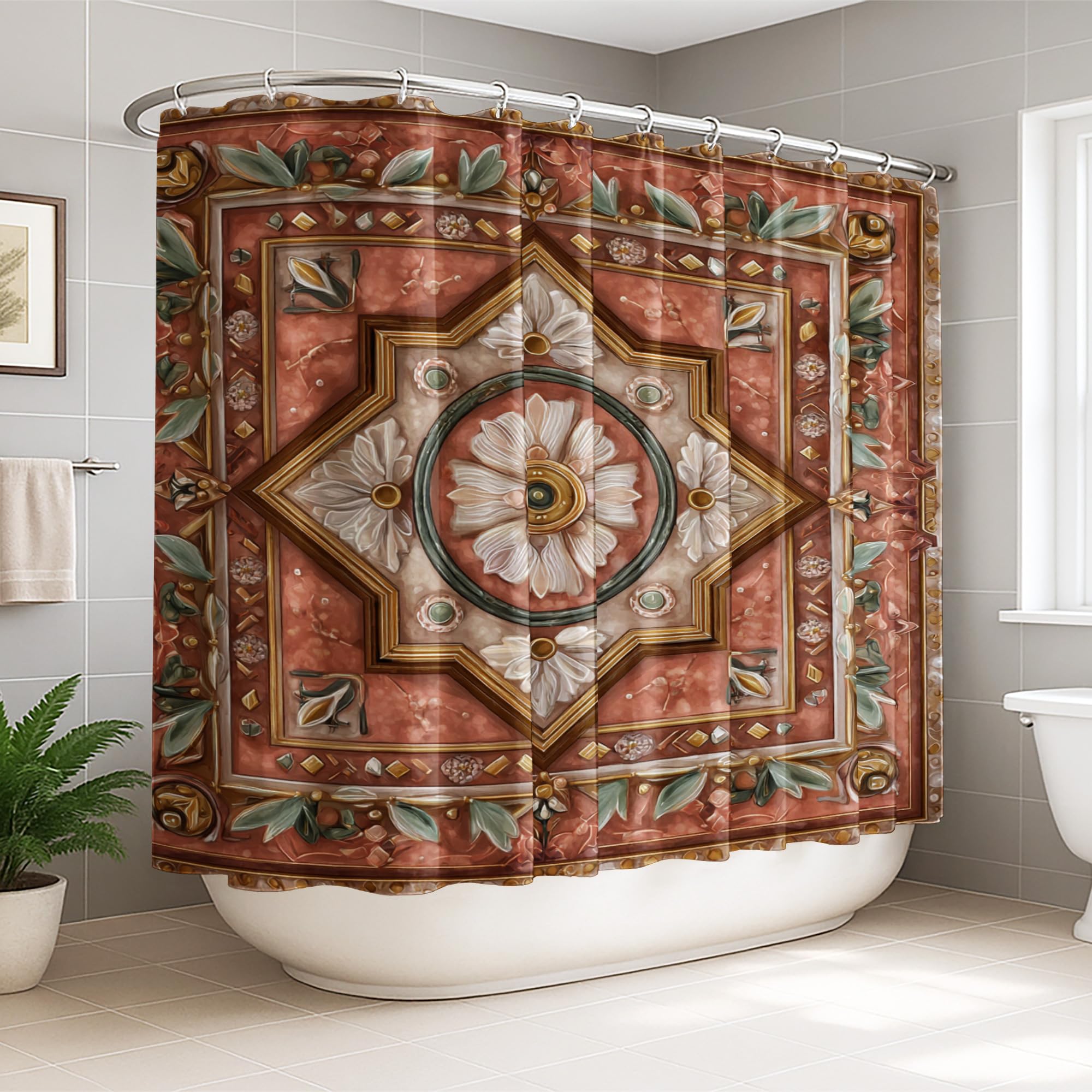 Rideau de douche géométrique élégant grand format 274 x 183 cm
