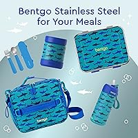 Vista 7 de Bentgo Lonchera de acero inoxidable para niños, resistente a las fugas, 3 compartimentos con recipiente de silicona adicional, duradera, ecológica