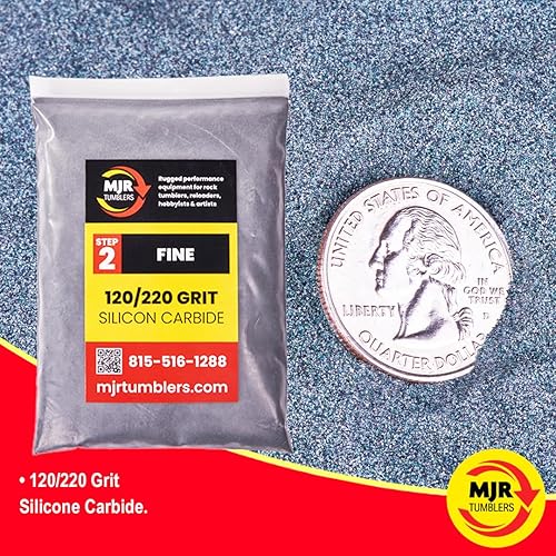 Miniatura 26 de 5 libras de grano de pulido de roca de carburo de silicio grueso MJR Tumblers Premium 60/90 para el paso/etapa 1, MJR Tumblers es una empresa