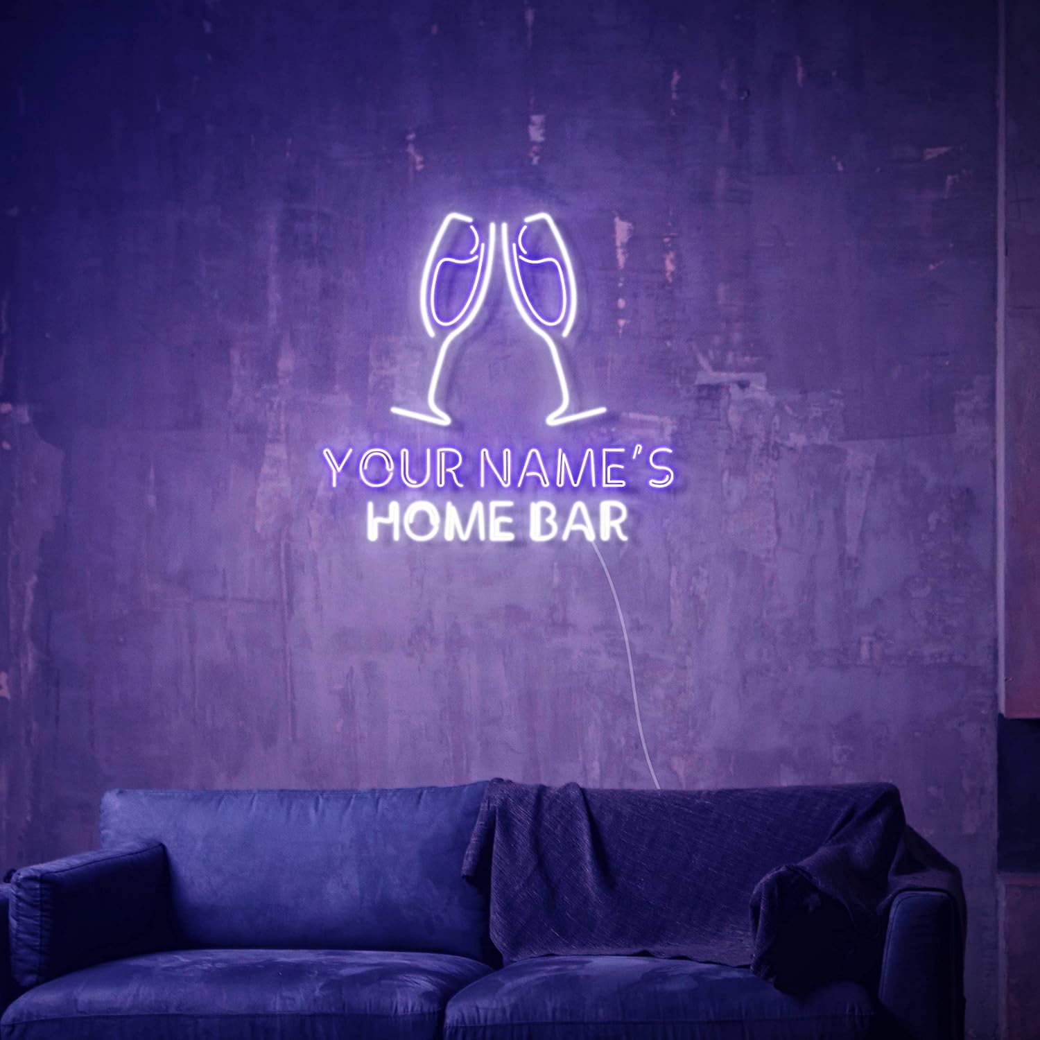 ADVPRO Champagne Glass Home Bar Personalized Ultra-Bright LED Neon Sign - White & Blue - st16s55-fn-p0007-tm-wb