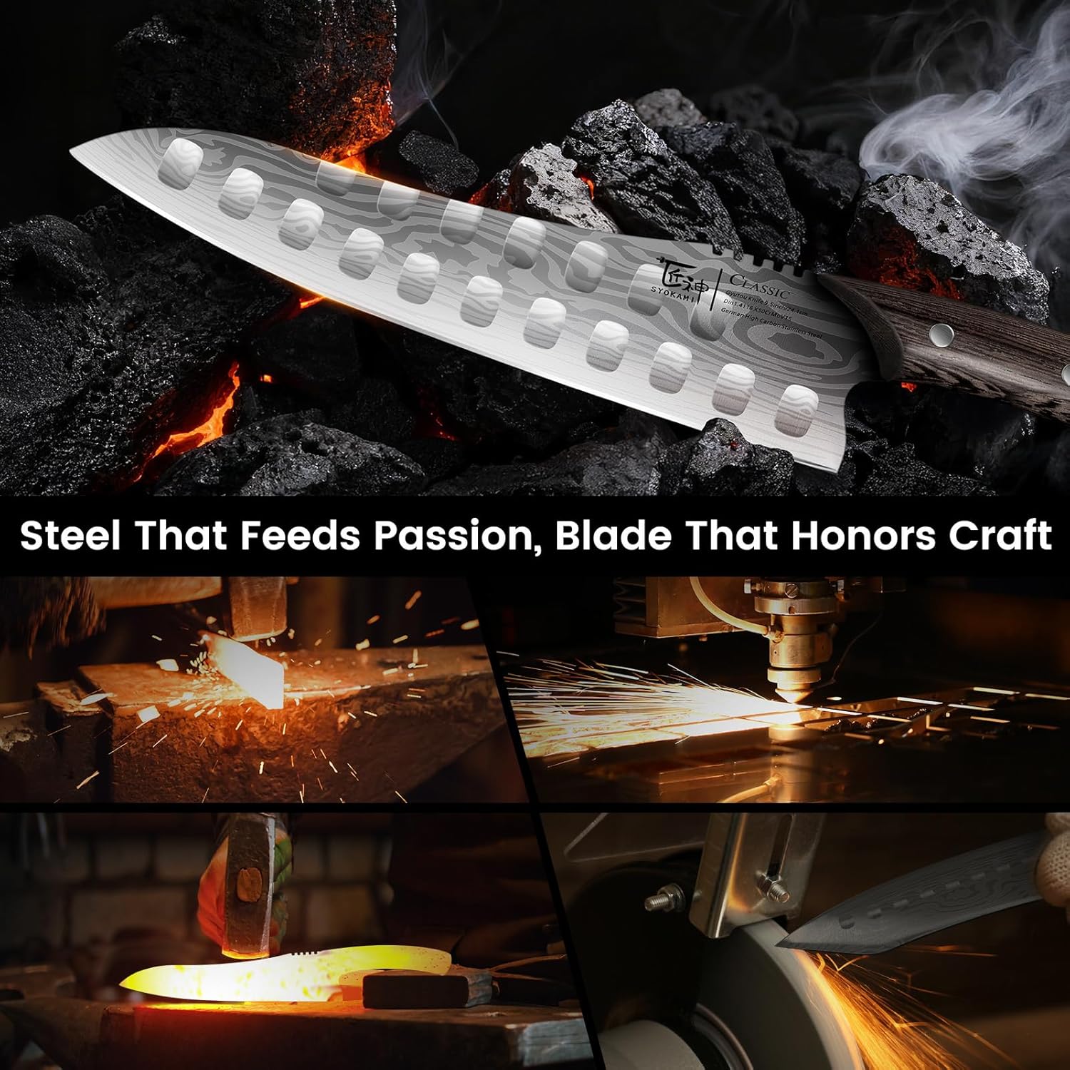 Gyutou Chef Knife, 9.5 Inch Japanese Style Multi-purpose Kitchen Knife, Ultra Sharp Durable Professional-grade for Slicing, Chopping, Dicing, Ergonomic Anti-slip Handle, Trusted by chefs