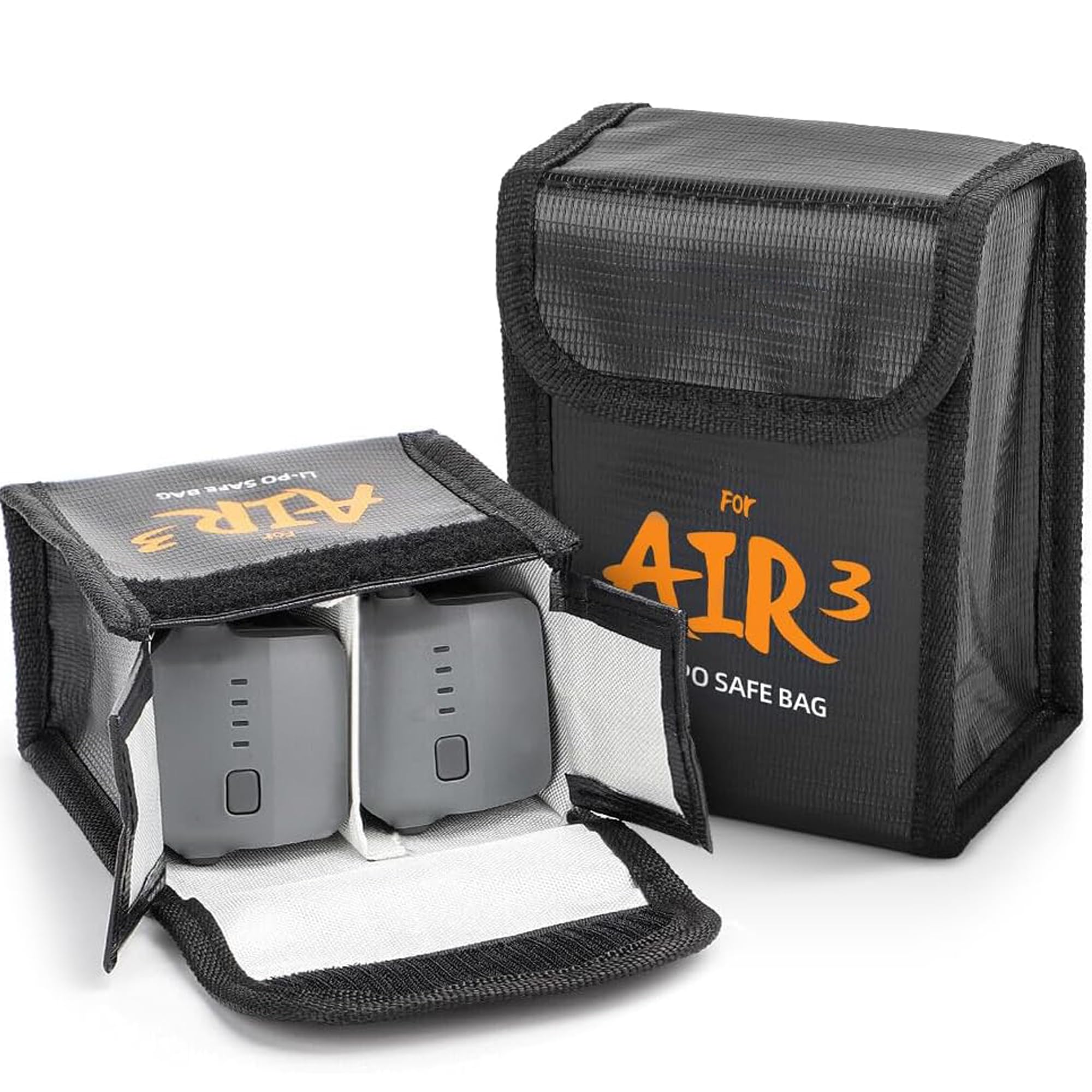 CERFFOOL Battery Safe Bag for DJI Air 3S 3 Explosion-Proof Radiation-Proof Fireproof Lithium Battery Storage Protective Bag for Drone Accessories (for 2 Batteries)