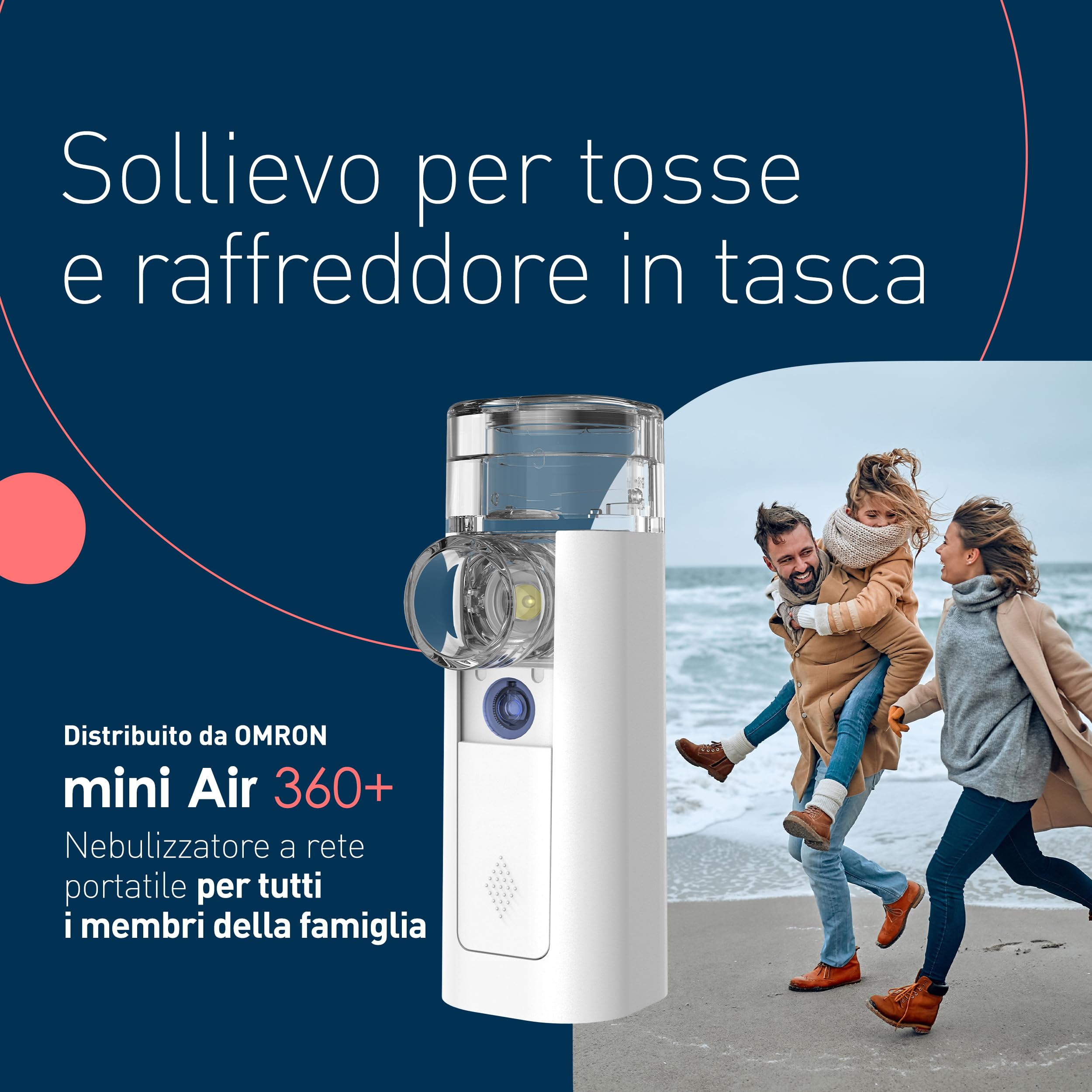 Mini Air 360+ Aerosol Mesh, Macchina aerosol adulti per alleviare tosse e raffreddore, Nebulizzatore silenzioso portatile per adulti e bambini con due maschere e boccaglio inclusi