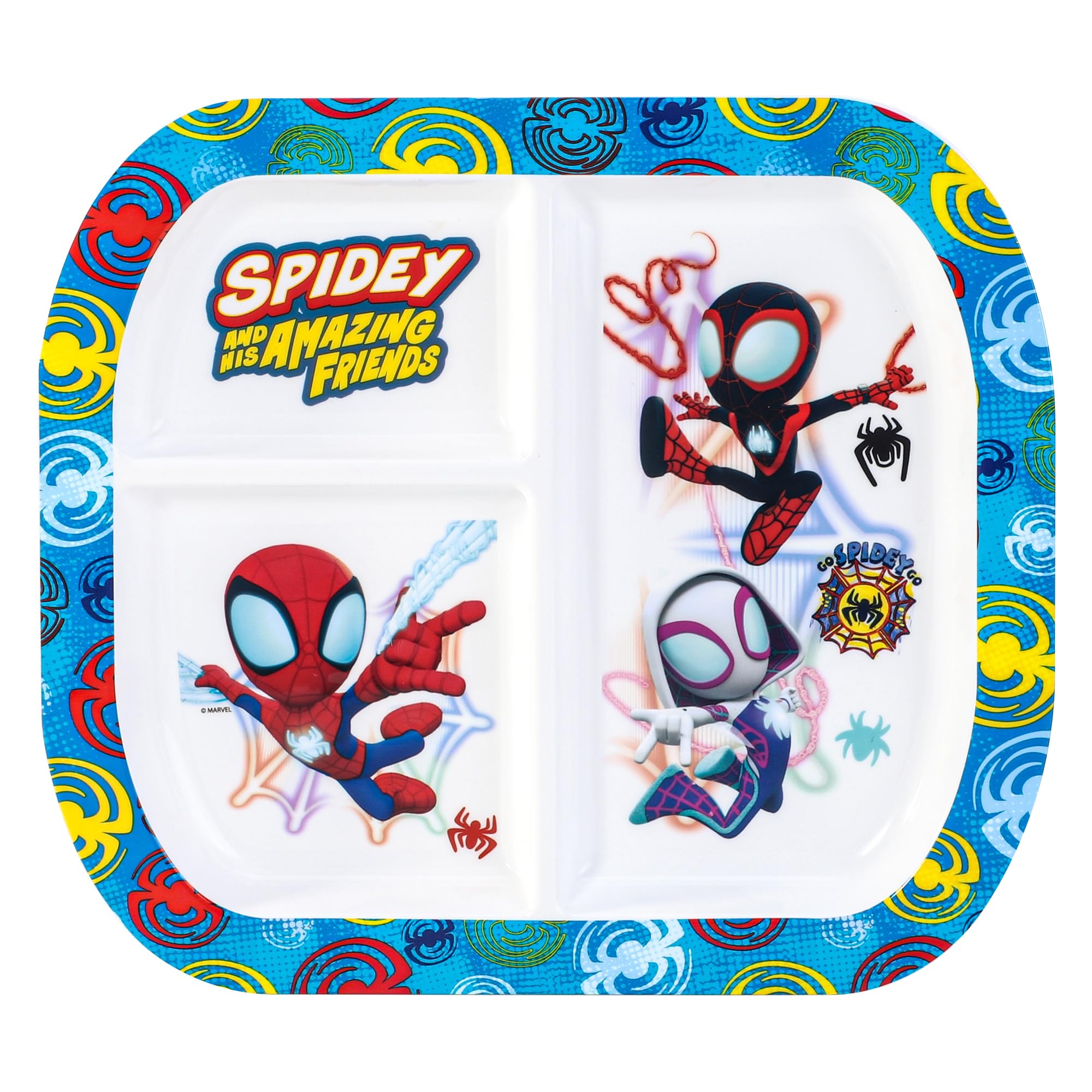 Marvel Spidey 3 Section Reusable Childrens Kids Toddlers Divided Breakfast Lunch Dinner Plate