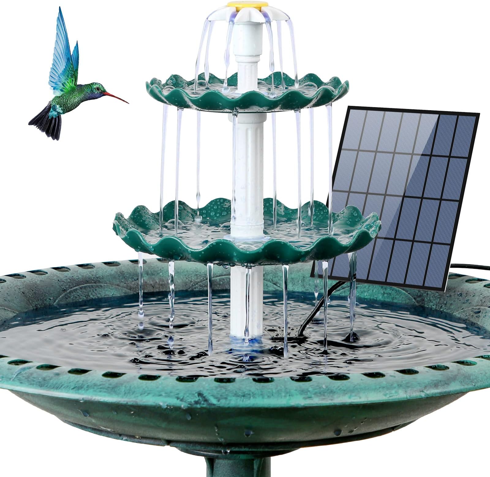 3 Tiered Bird Bath with 3.5W Solar Pump, DIY Solar Fountain Detachable and Suitable for Bird Bath, Garden Decoration, Outdoor Bird Feeder