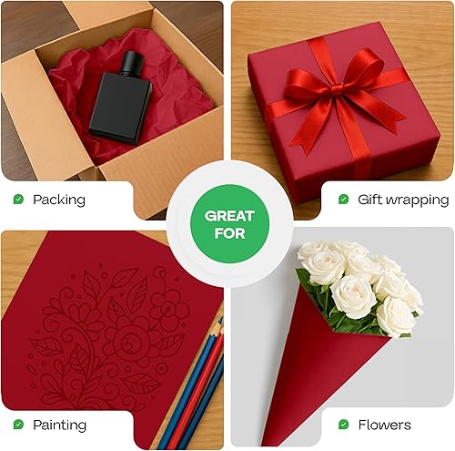 Miniatura 6 de IDL Packaging - Rollo de papel kraft rojo de 36 x 2160 pulgadas (180 pies), hecho en Estados Unidos, grosor 45 libras, arte, envoltura regalos,