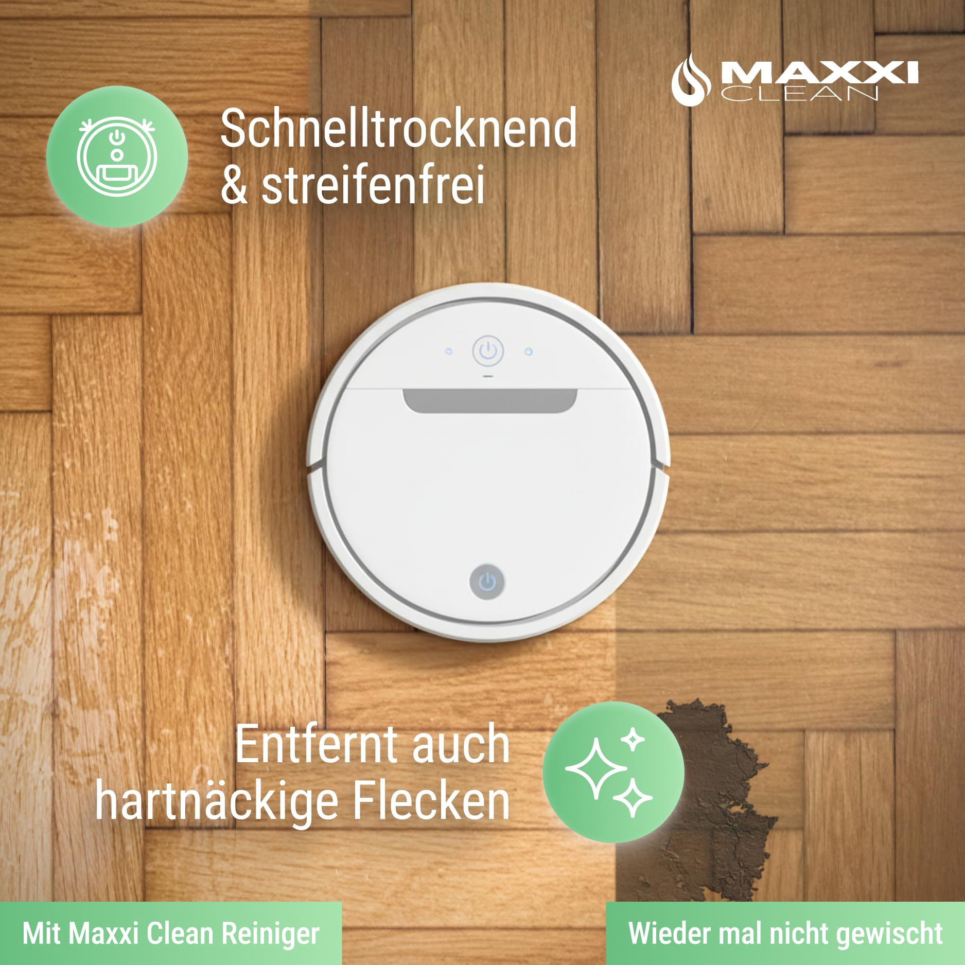 Maxxi Clean | 750ml Bodenreiniger mit Frische-Duft | geeignet für alle Wischroboter | Universal Reiniger Konzentrat | Wischflüssigkeit für Boden, Parkett, Fliesen | Saugwischer-Reinigungsmittel