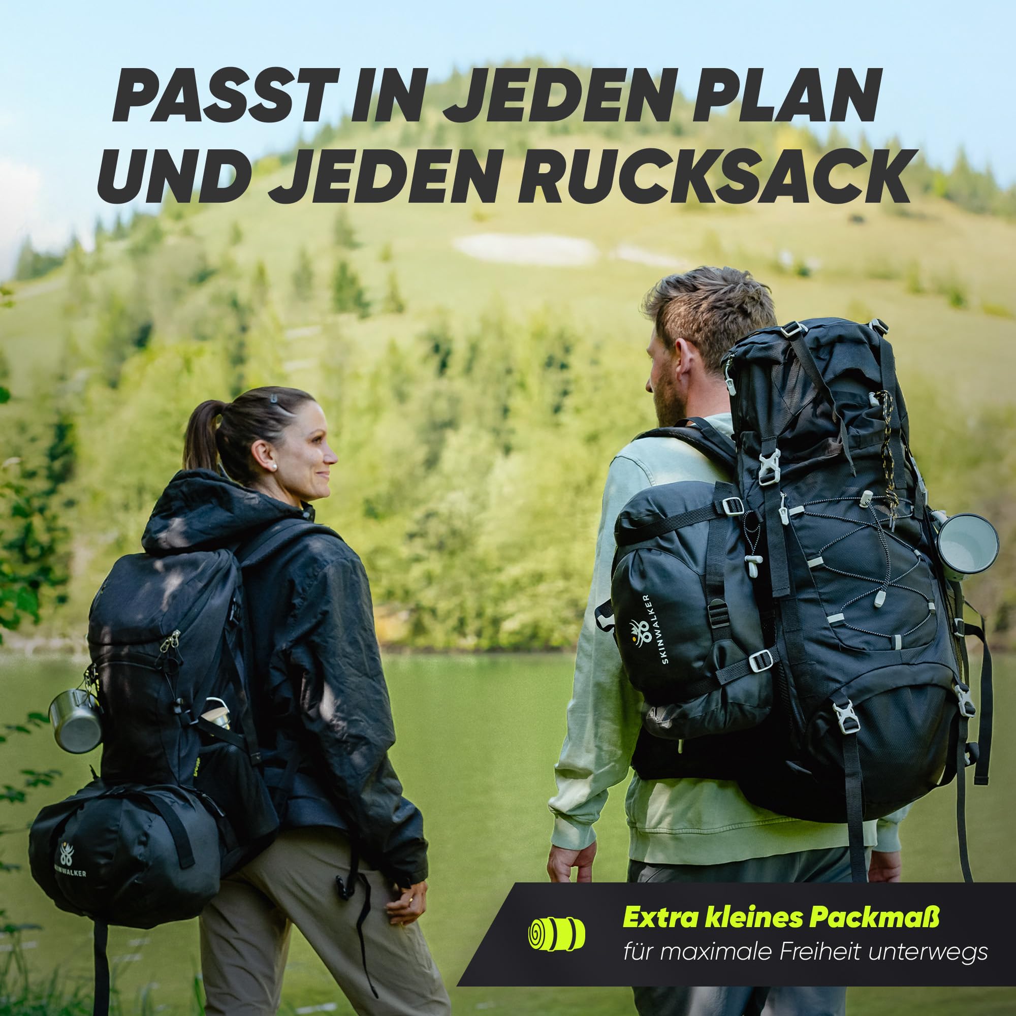 SKINWALKER Saco de dormir para 3 – 4 estaciones con [forro polar interior extraíble] para invierno y verano [tamaño pequeño del paquete] saco de dormir momia impermeable para exterior y camping saco