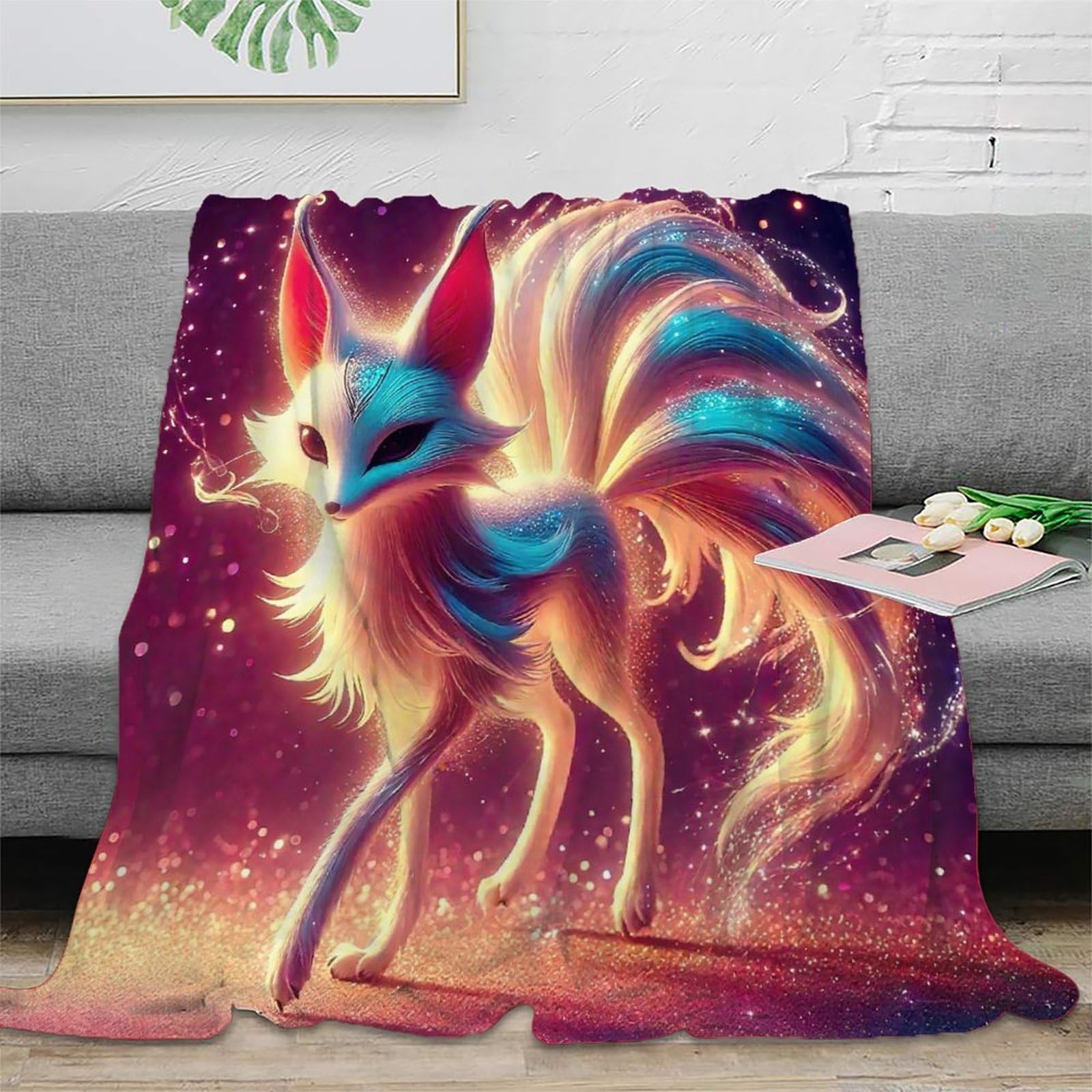 Couverture douce Fox à Neuf Queues en microfibre haut de gamme avec impression 3D relief 200x230