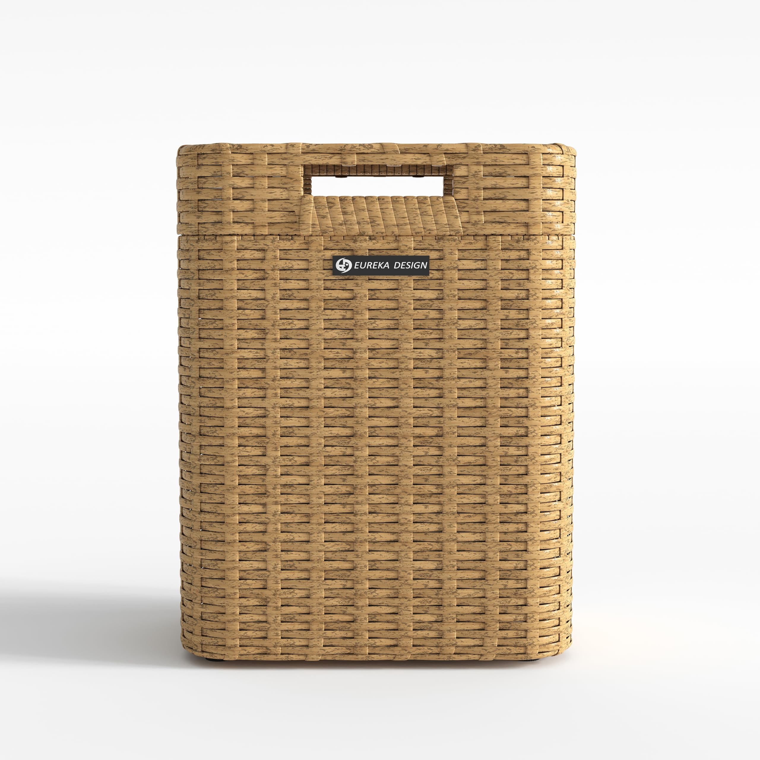 Ypati Rattan Trash Can with Lid Wicker Bathroom Garbage Bin with Removeable Liner 4 Gallon Small Waste Basket