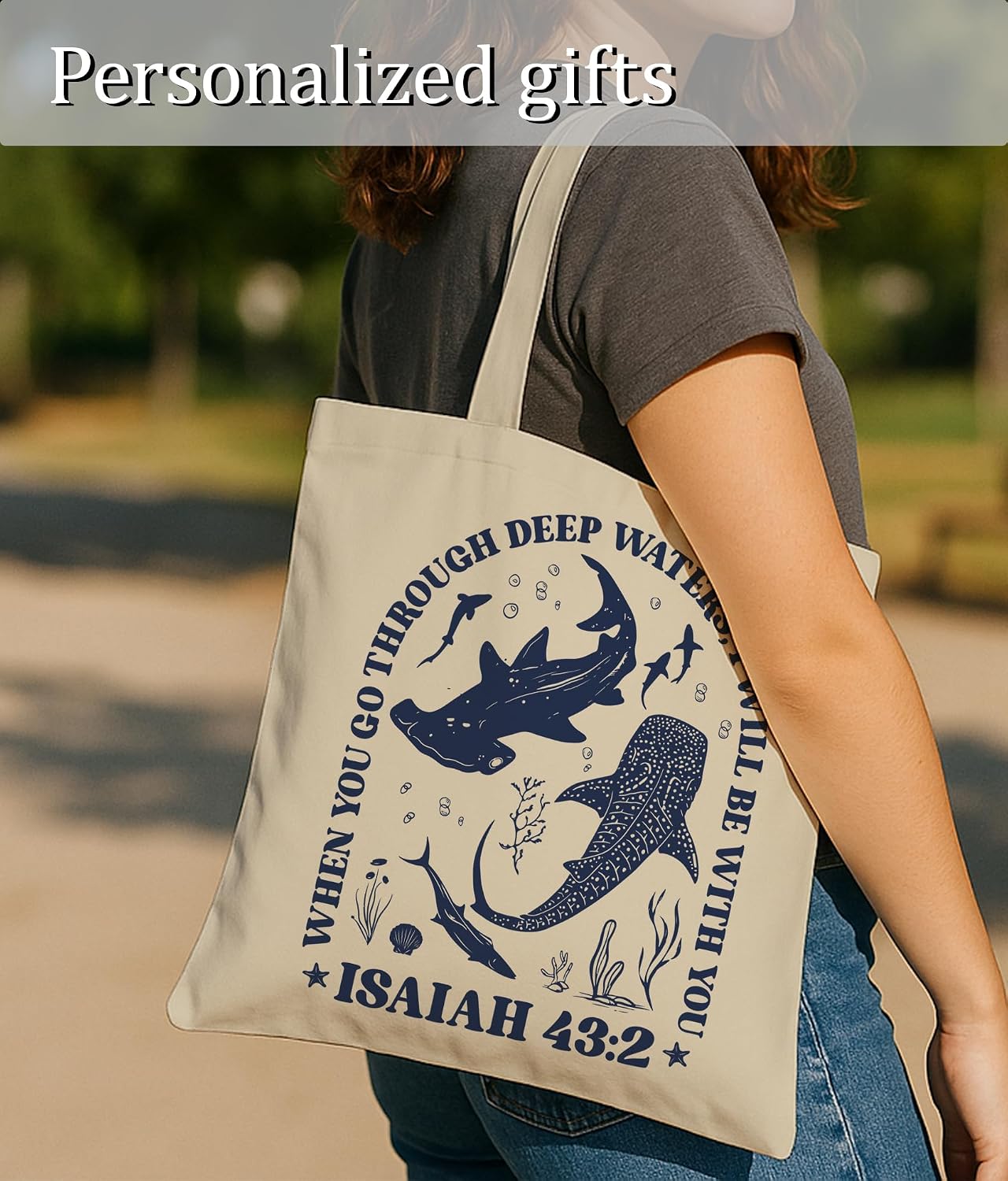 Aesthetic Christian Gifts Tote Bag for Church, Religious Tote Bag for Bible Study, Medium Size with Inner Pocket