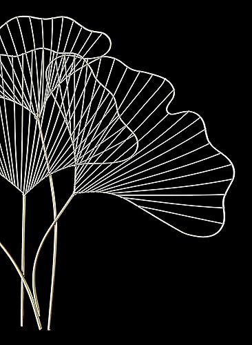 Miniatura 5 de Bellaa Arte de pared de metal hoja de ginkgo geométrico abstracto moderno 3D minimalista gingko biloba marco de flores escultura sala de estar