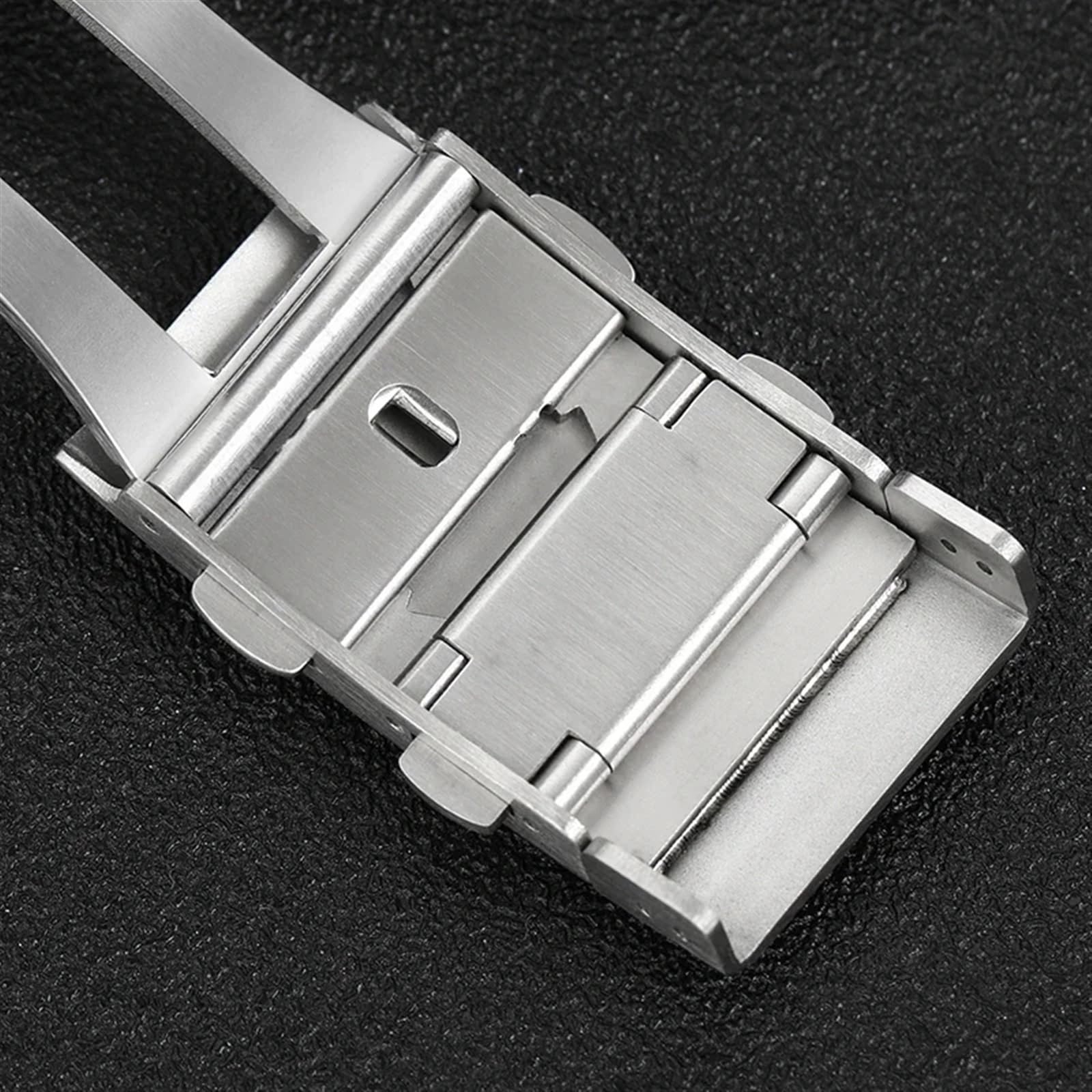 Boucle de montre en acier inoxydable 316L, solide, pliable, brossée, de sécurité, Double poussée, extensible, réglable, 18mm, 20mm