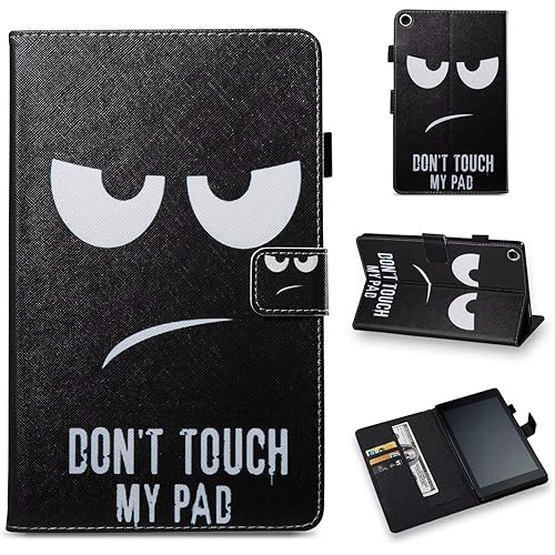 Case for 2016-2018 Kindle Fire HD 8 - MonsDirect PU Leather Smart Case Cover with Auto Wake/Sleep for Kindle Fire HD 8 Tablet (8" 2018 2017 2016 Release, 8th/ 7th / 6th Generation), Don't Touch My Pad