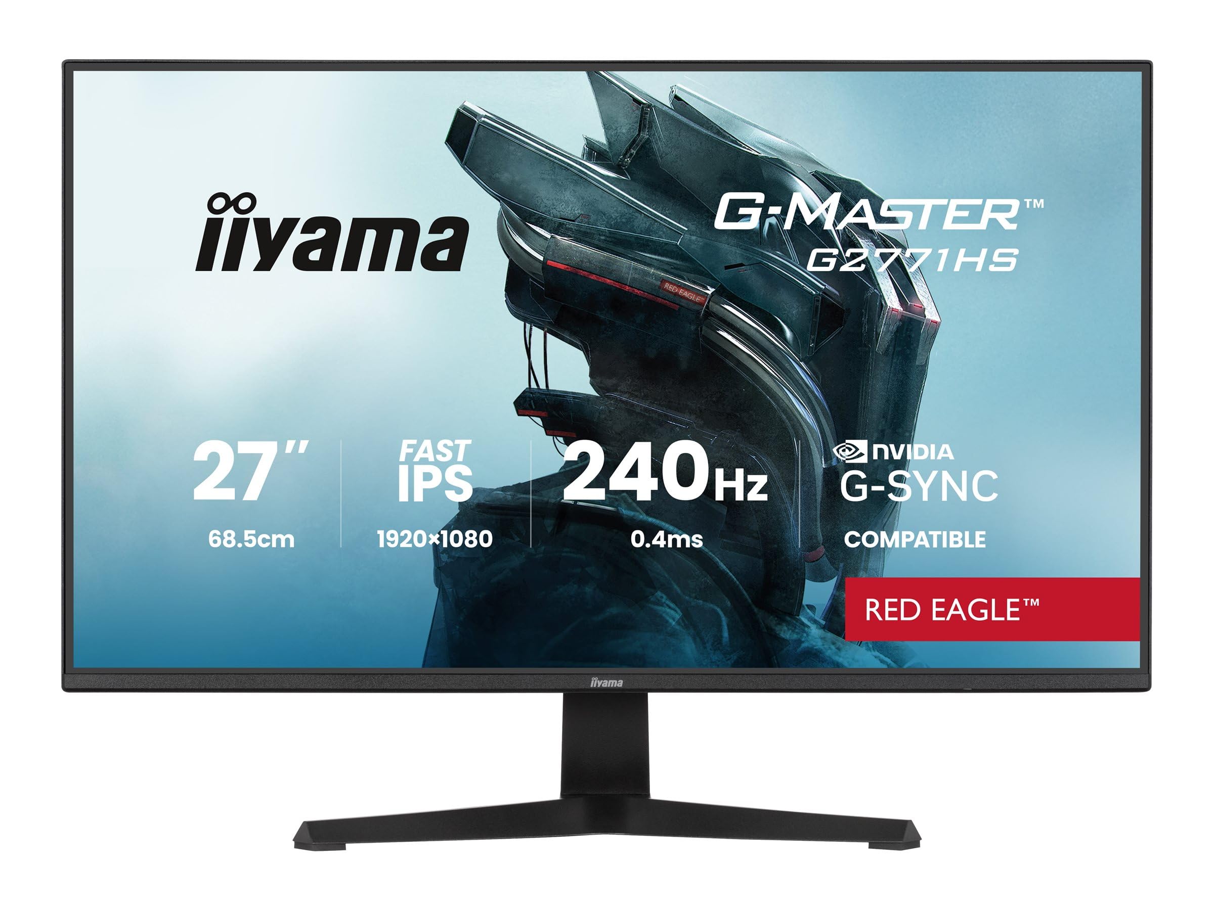 iiyama G-Master Red Eagle G2771HS-B1 27-calowy szybki monitor gamingowy IPS LED Full HD 240 Hz HDMI DP 0,4 ms G-SYNC czarny