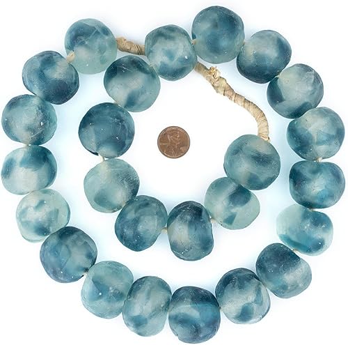 Miniatura 9 de Cuentas de vidrio reciclado súper jumbo, colgantes de pared con cuentas, cuentas de vidrio de mar africano extra grandes de 1.260-1.378 in, The Bead