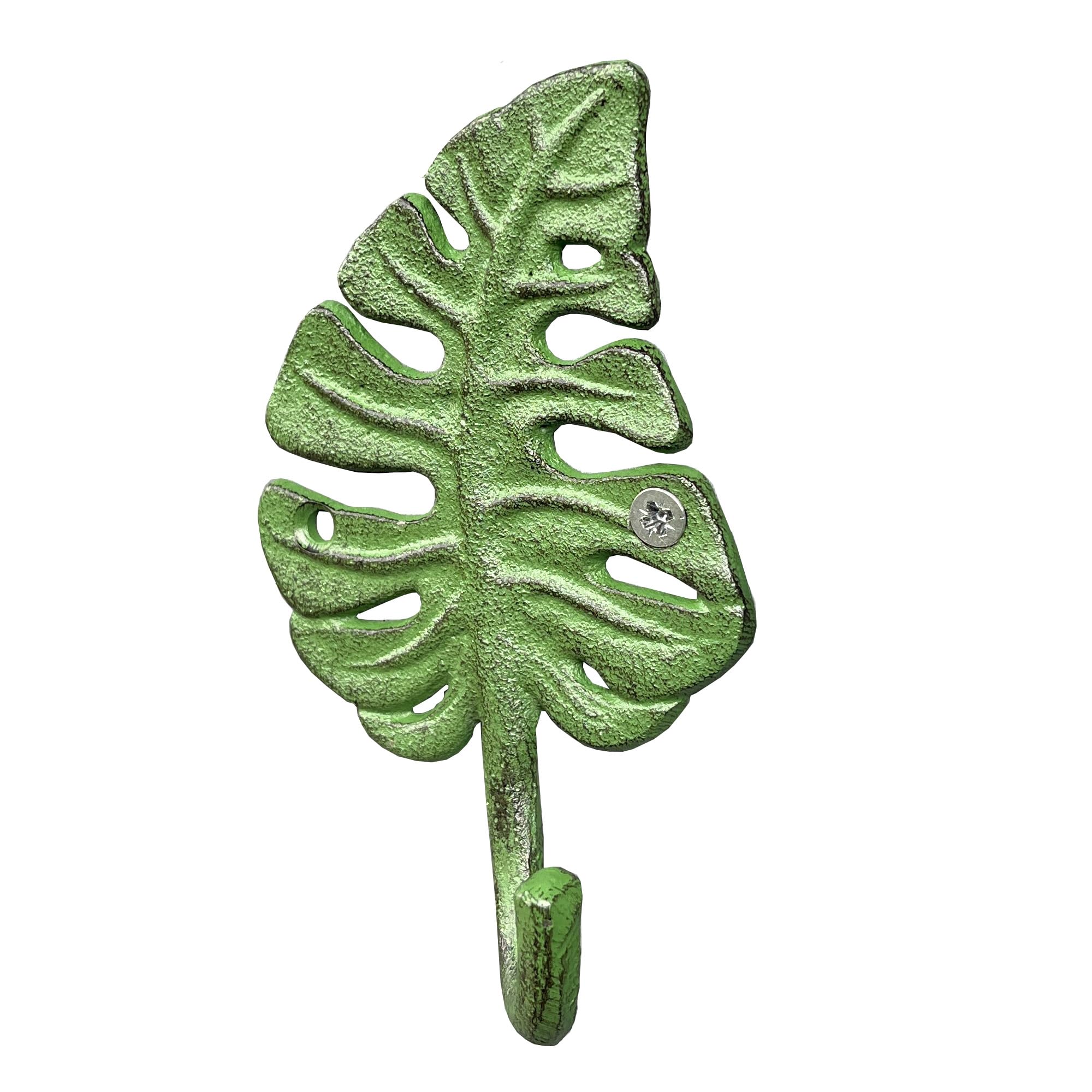 Alfie Francis 14cm Tall Cast Iron Green Tropical Leaf Decorative Wall Hook for Coat, Bags, Keys, Towels, Bathrobes