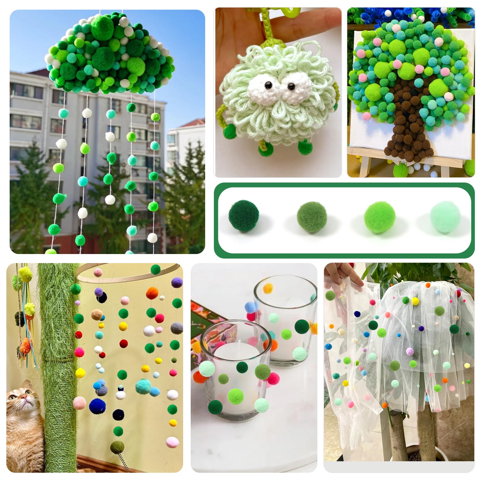 Lulubug 500 Pompon Per Fai Da Te – 1 E 2 Cm, Colori Assortiti, Effetto Feltro, Con Cerniera Richiudibile, Per Bambini E Adulti