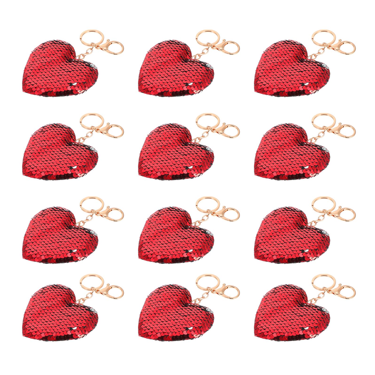 Mipcase Portachiavi a Forma di Cuore 24 Pezzi Paillettes Glitter Rosse Pendenti in Lega e Plastica, Accessori Moda per Uso Quotidiano e Regalo la Festa degli Innamorati