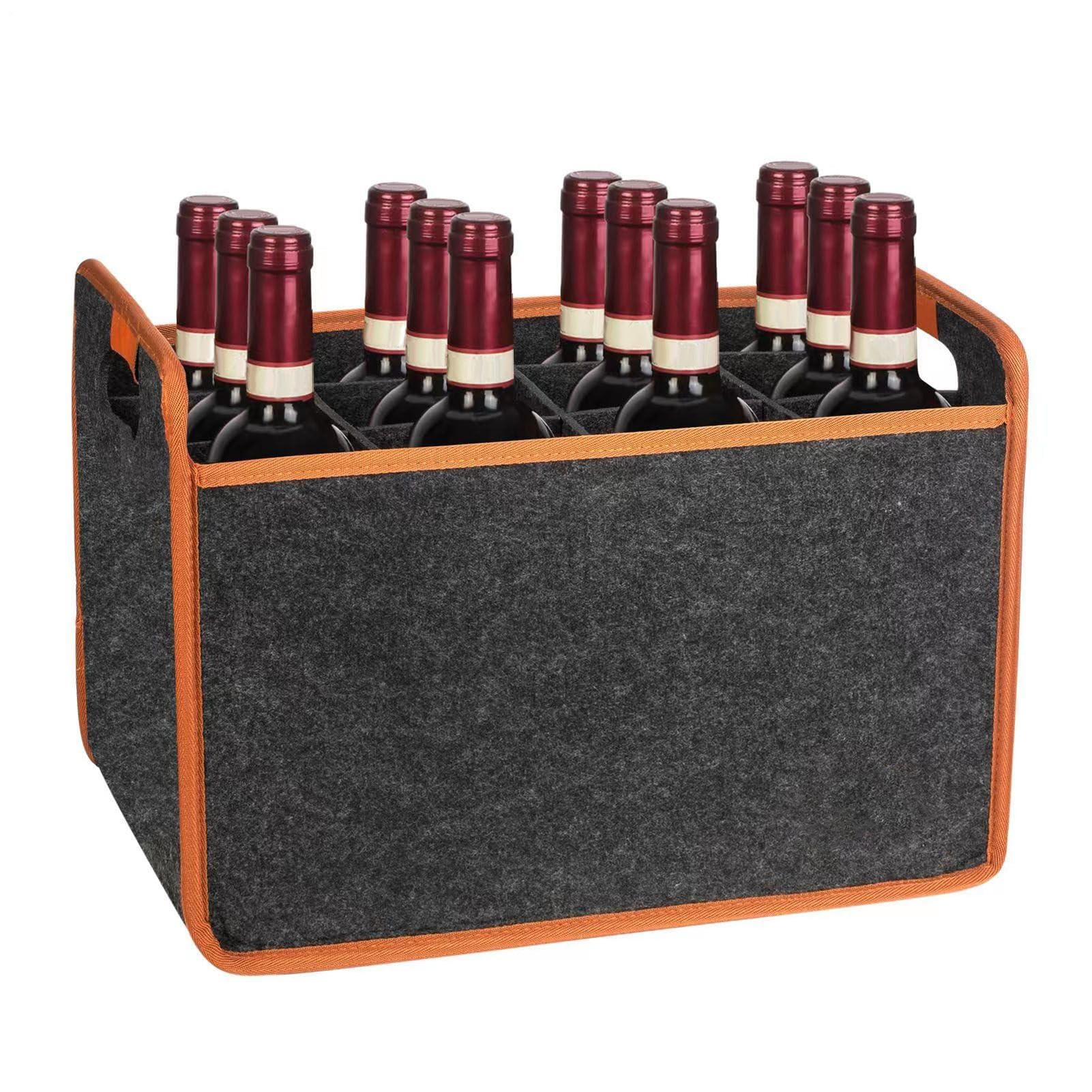 Reflimand Wine Bottle Boxes for Moving, Bottle Bag 12 Compartments, Wine Bottle Travel Protector Bags, 12 Bottle Portable Wine Bottle Carrier Bag, Felt Wine Tote Bag Holder with Handle, for Picnic