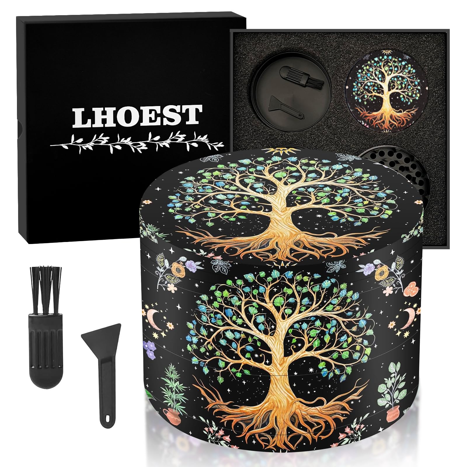 LHOEST Metal Grinder 63MM Crusher 40 Grinding Teeth Cool Grinder 4 Layers