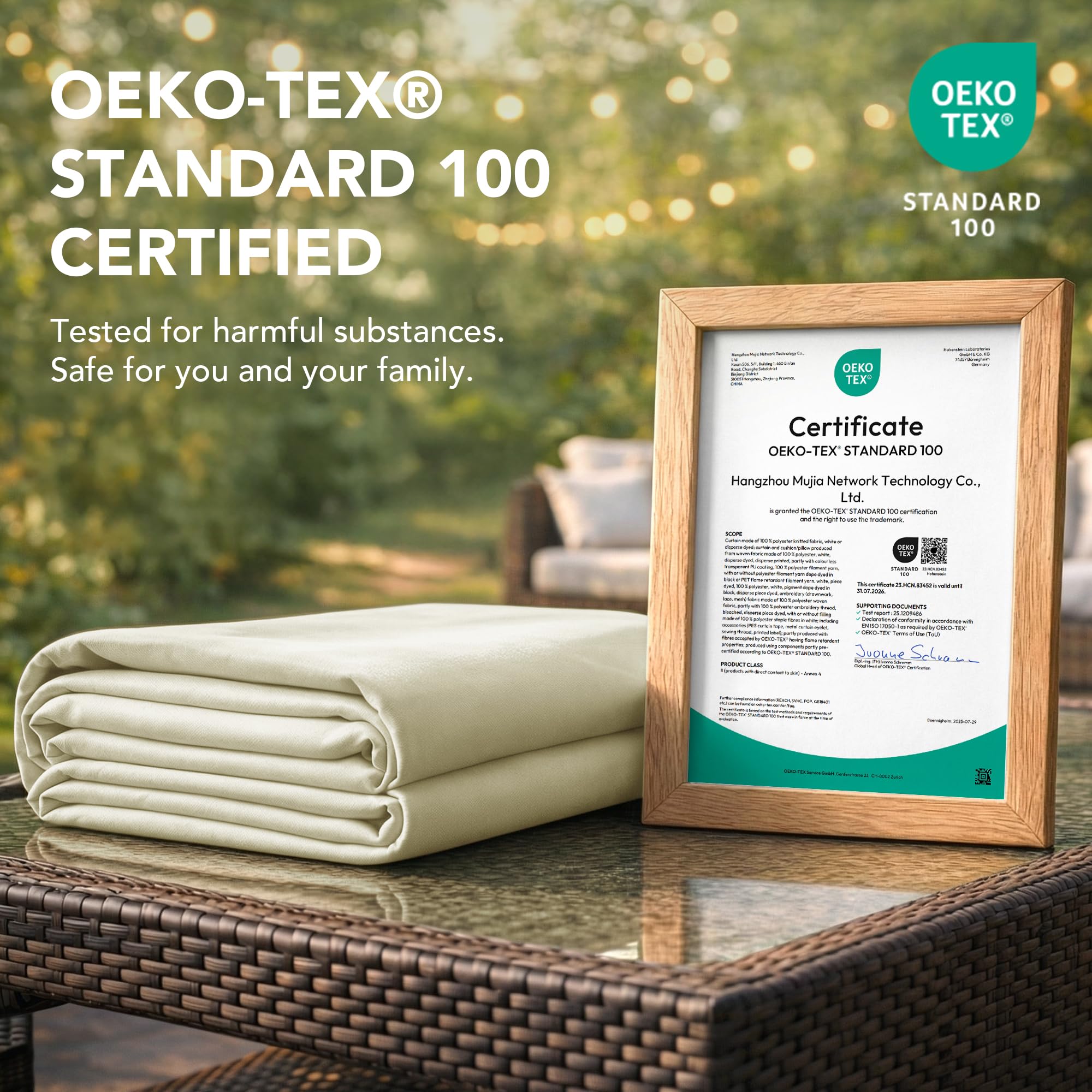Deconovo Cortinas Exterior para Terraza Jardín o Balcón, Opacas y Repelentes al Agua con Trabillas, Protección Solar y Aislamiento Térmico, Set de 2 Paneles 132x270 cm Beige Oscuro