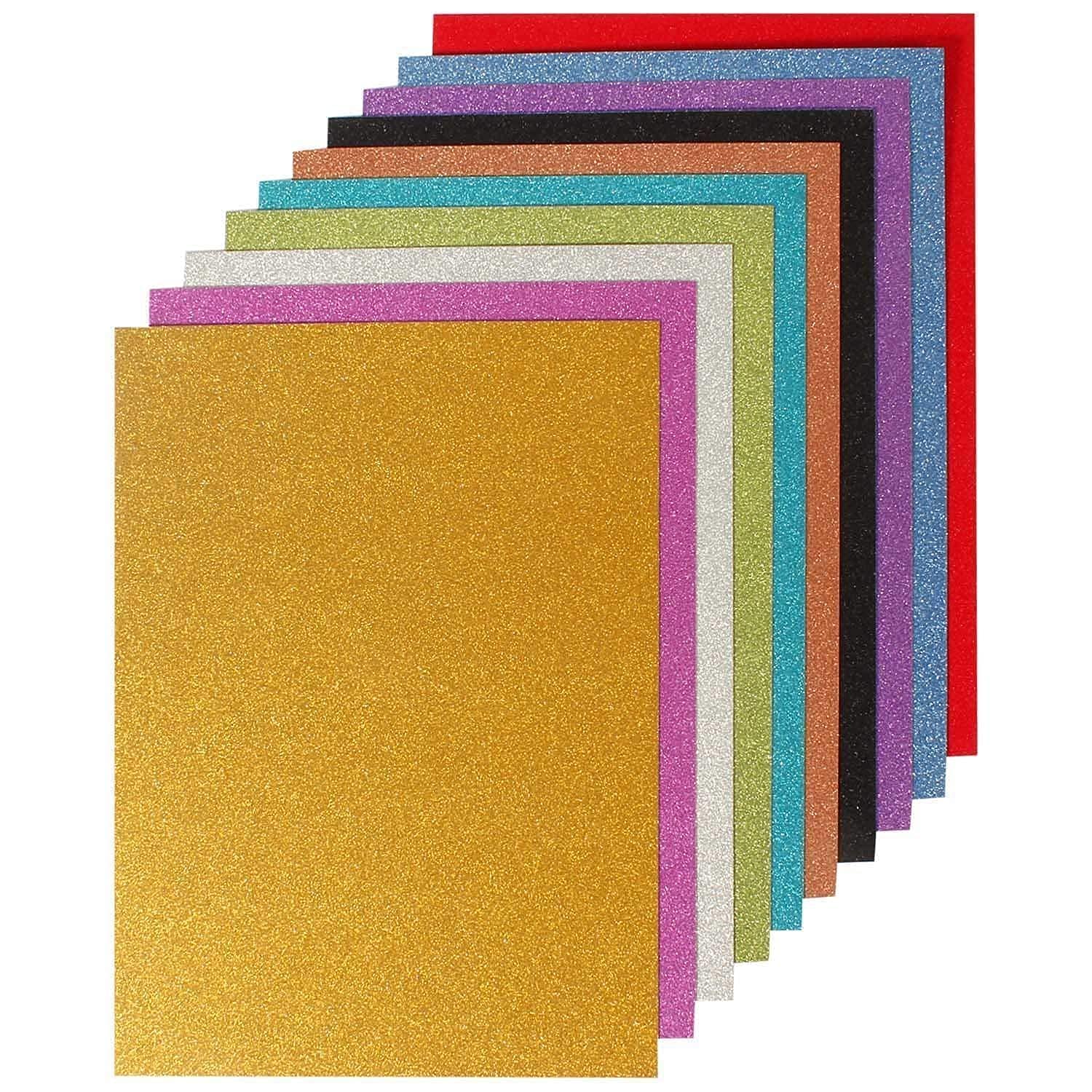 BRAND HOME™ Glitter Foam Sheet Sparkles 2 mm Thick 10 Multicolor for Art & Craft (Random Colors)-image-18