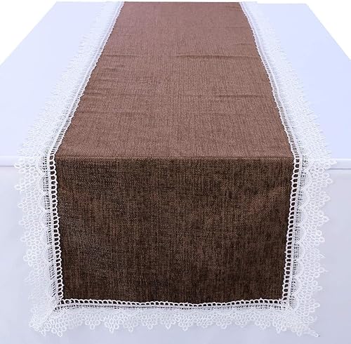 Miniatura 2 de rockcloud Camino de mesa de encaje de 15 x 75 pulgadas, bolsa de vajilla para decoración de banquetes de boda, Navidad, decoración de mesa de fiesta