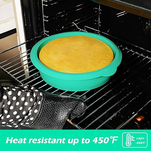 Miniatura 5 de Kamehame - Molde redondo de silicona para tartas de 7.9in para hornear, color verde menta, sin BPA, antiadherente