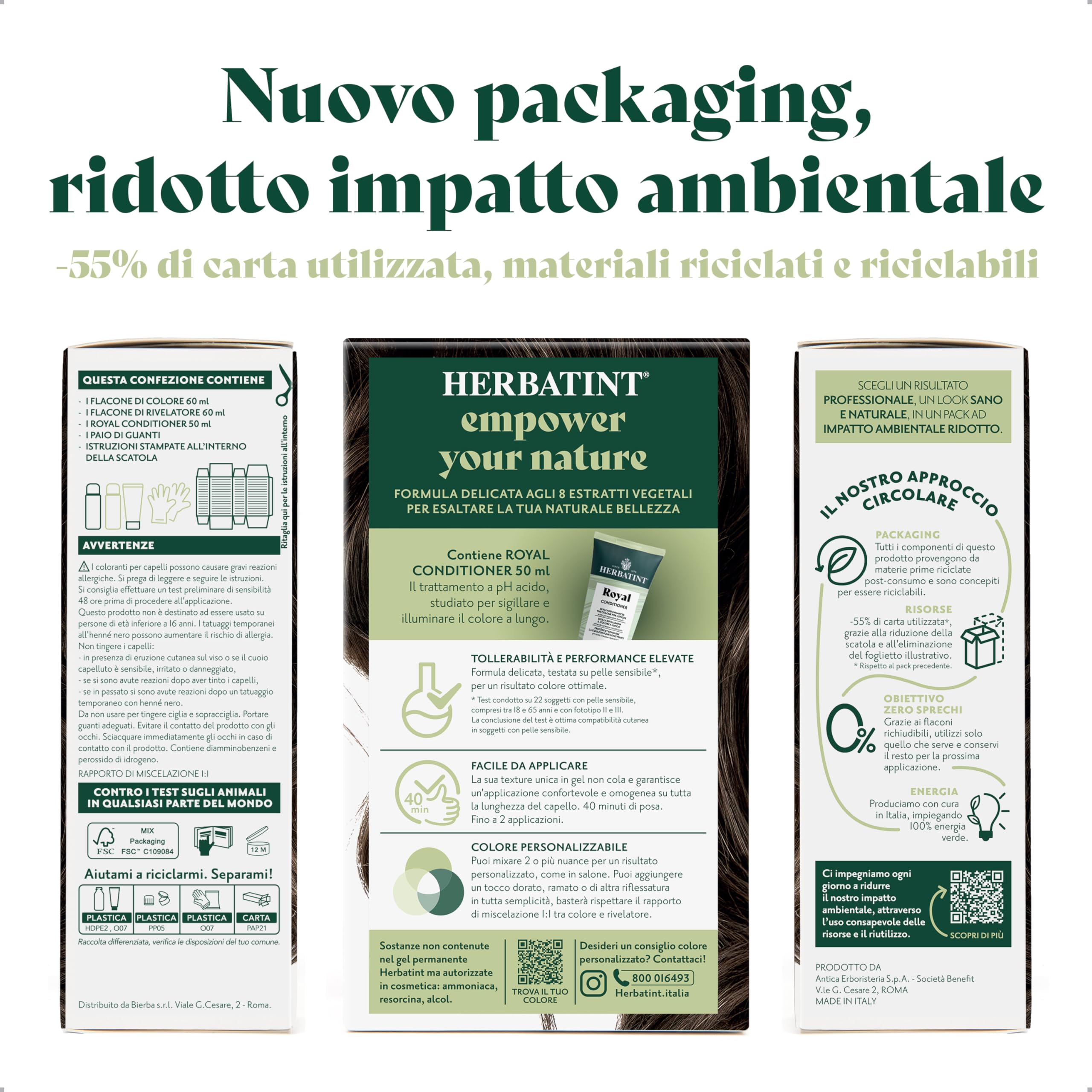 Herbatint Gel Colorante Permanente per Capelli 4N Castano - 170 ml | Senza Ammoniaca, 100% Copertura Capelli Bianchi | per Pelli Sensibili, con 8 Estratti Naturali Bio