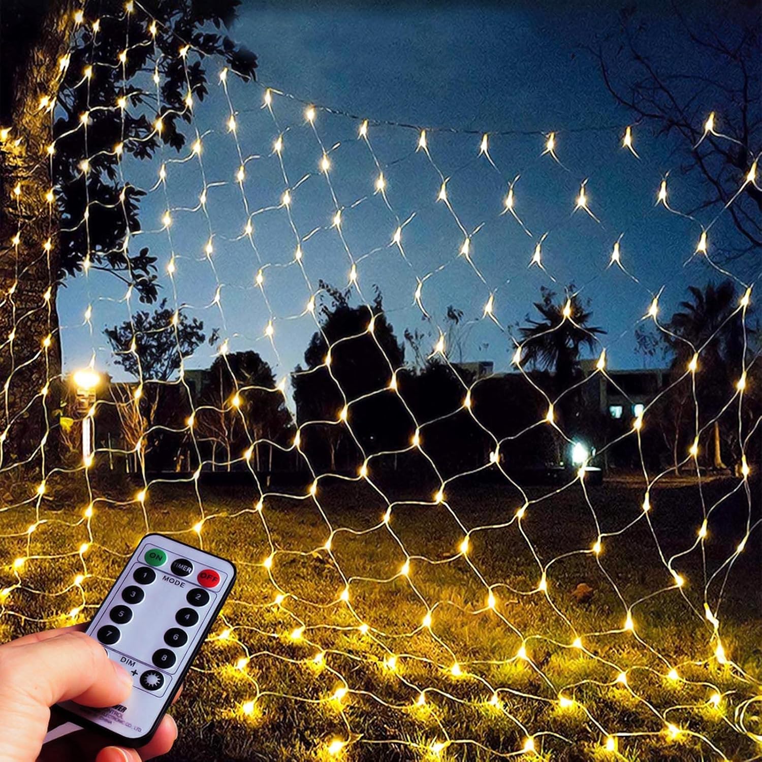 Abkshine Outdoor Garden Net Lights, 300LED 4m x 2m Warm White Mesh