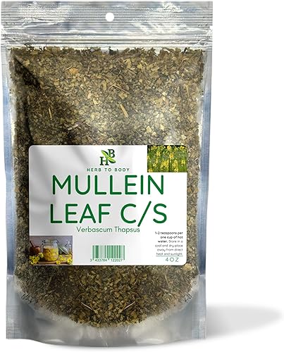 Herb To Body Hoja de gordolobo cortada y tamizada - Artesanía silvestre convencional - Hierbas frescas - Calidad premium 4oz