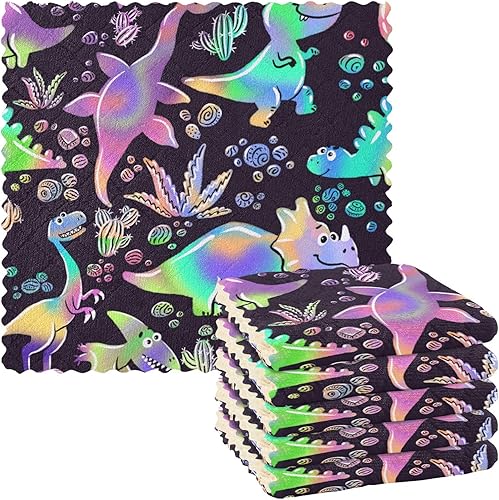 Miniatura 1 de Neon Dinosaurs Kawaii Soft Print Microfiber Dish Towels Absorbent 6 Pack Kitchen Accessories for Cooking for Restaurant Sink