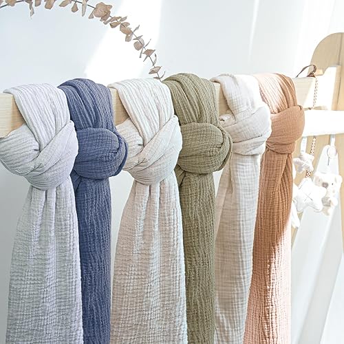 Miniatura 6 de lulumoon Manta de muselina para bebé, manta de algodón suave para bebé, paquete de 2 (oliva)