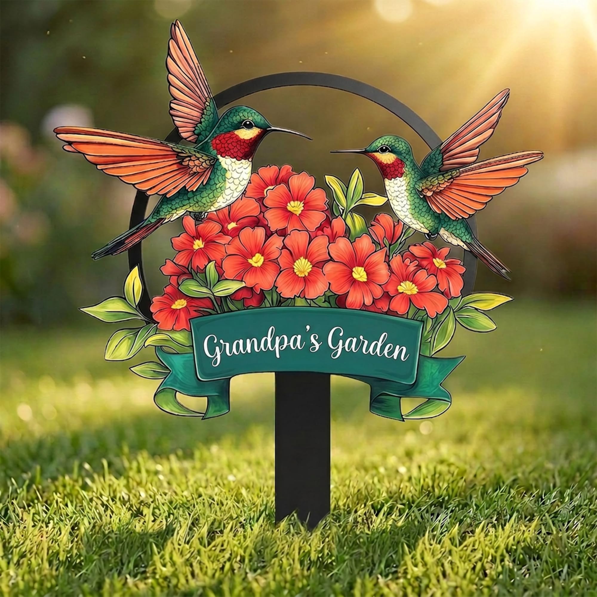 Personalised Garden Stake Metal Sign, Custom Metal Stake Decor, Customized Garden Sign for Outdoor, Bird, Butterfly & Flower Yard Sign with Stakes, Gardening Decor Gifts for Gardeners