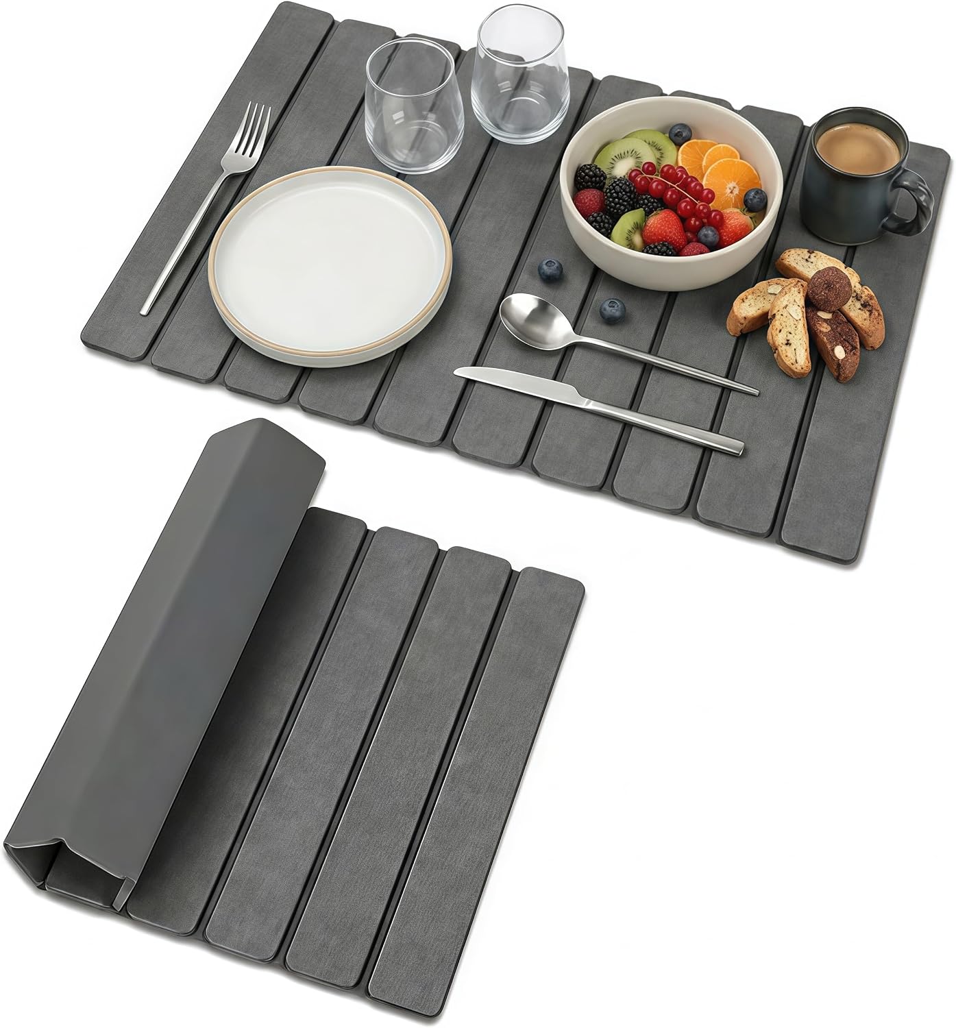 Large Stone Dish Drying Mat for Kitchen Counter, Foldable Dry Dishes Pad