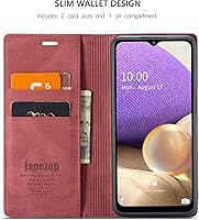 Vista 3 de Funda tipo cartera para Samsung Galaxy A32 5G/M32 5G con bloqueo RFID, tarjetero y función atril magnético, de piel con tapa para Samsung Galaxy A32
