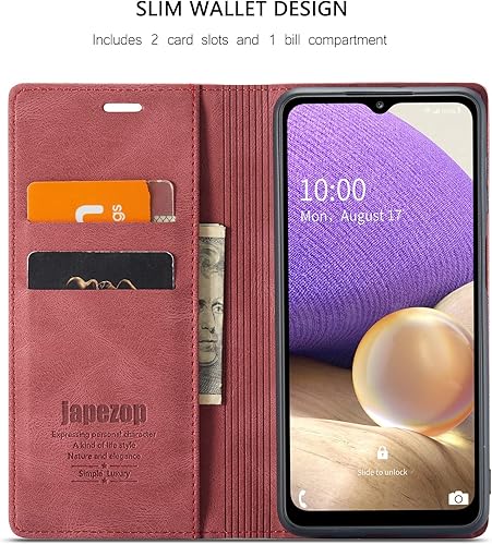 Miniatura 3 de Funda tipo cartera para Samsung Galaxy A32 5GM32 5G con bloqueo RFID, tarjetero y función atril magnético, de piel con tapa para Samsung Galaxy A32