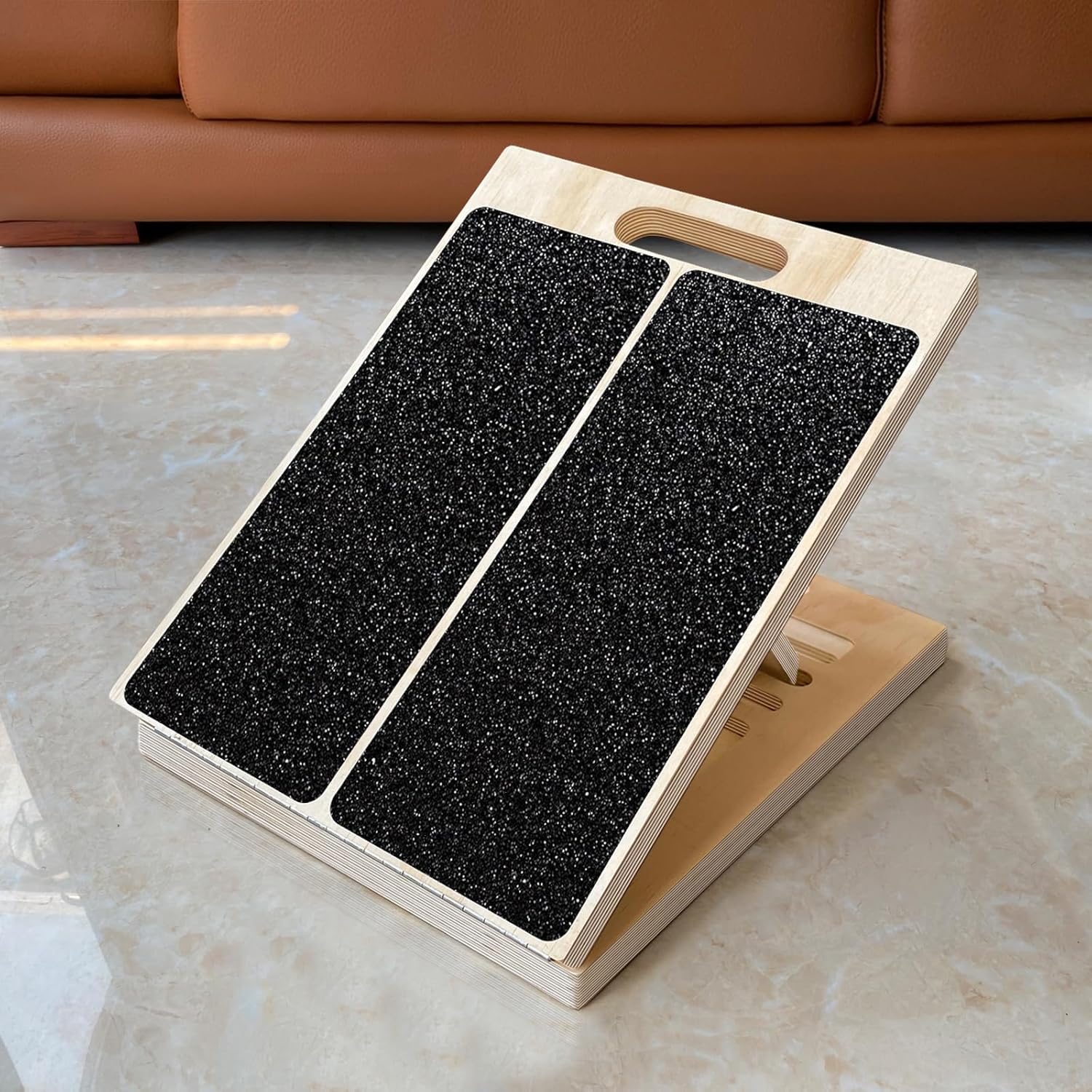 Adjustable Foot Incline Wooden Slant Board for Calf Stretching,440lb Capacity, Balance Velour Stretcher Ankle Stretch Knee Leg Boards Squats Wedge Exercise Pilates Fitness Portable Equipment (Black4)